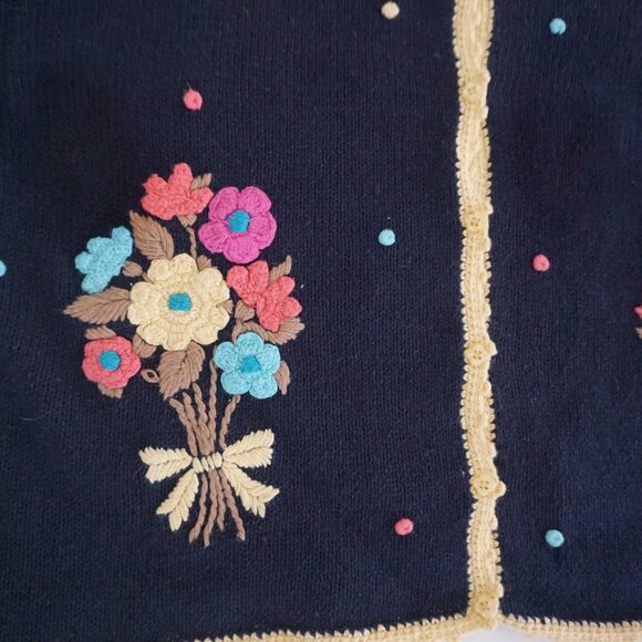 Christopher & Banks Floral Embroidered Cardigan Cottagecore Knit L - Picture 7 of 9